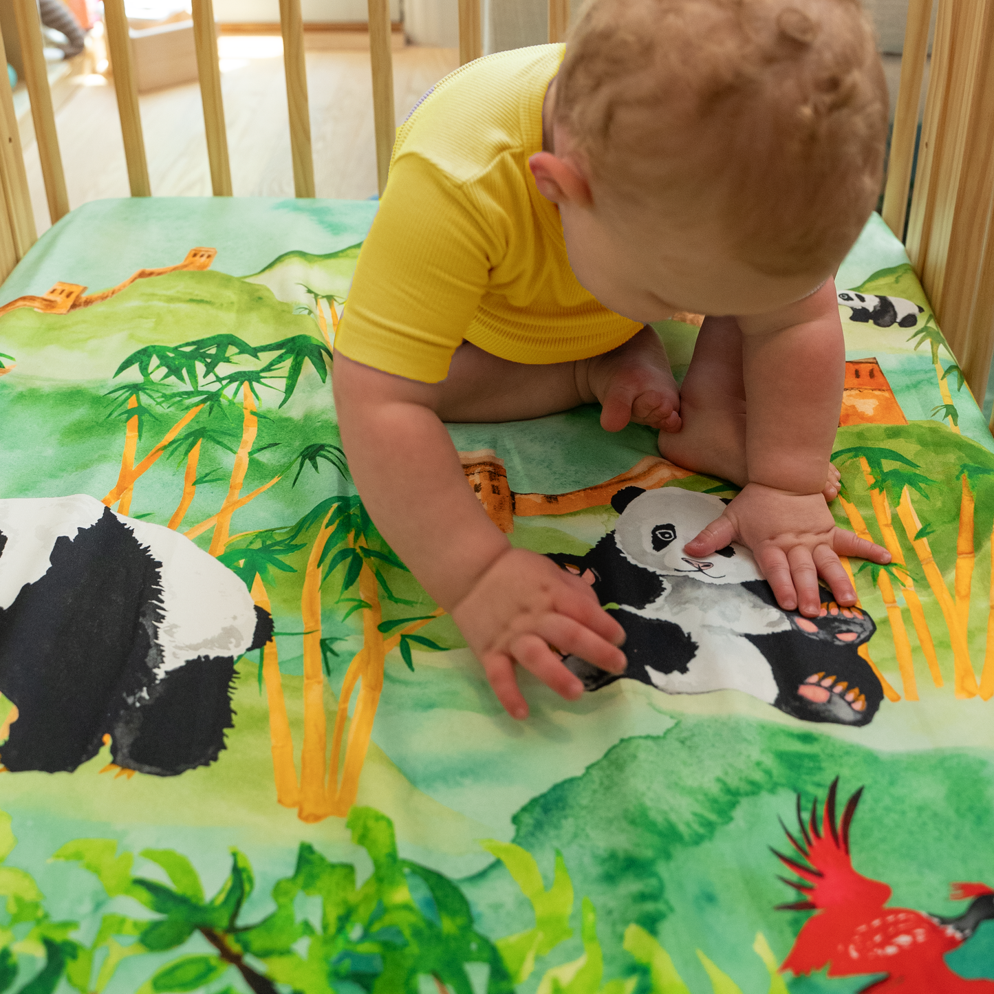 Great Cuddle of Pandas fitted crib sheet